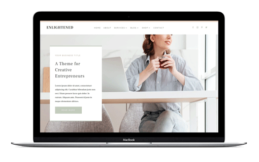 Enlightened Divi Child Theme is beautifully stylish and great for any small business website. Build your online shop while appealing to your coaching students and show them what you are all about. 