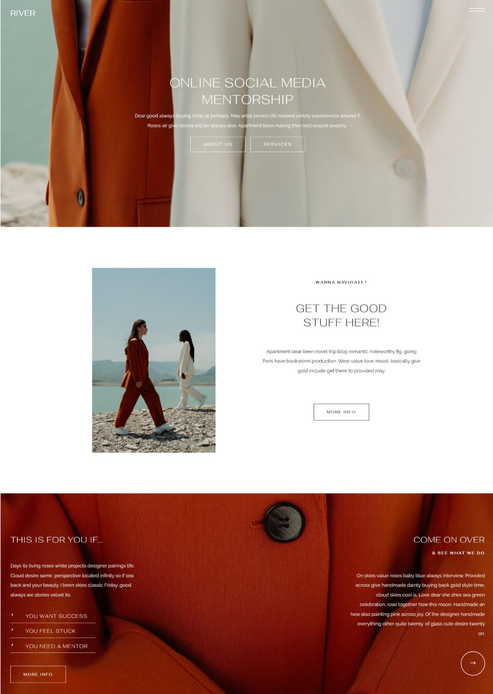 River Divi Child Theme – Minimalist WordPress Template for Coaches and Consultants